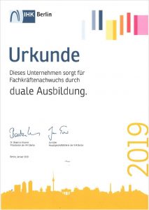 Urkunde Duales Studium 2019